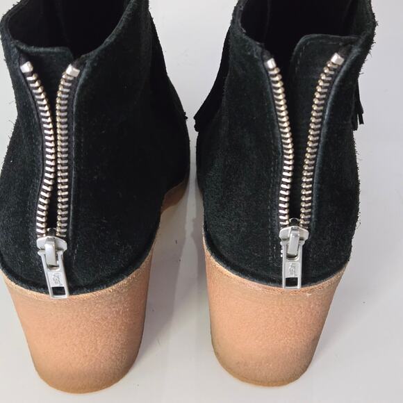 UGG Corin Black Suede Tassel and Bow Chunky Block Heel Ankle Booties, Size 8 - Picture 9 of 14